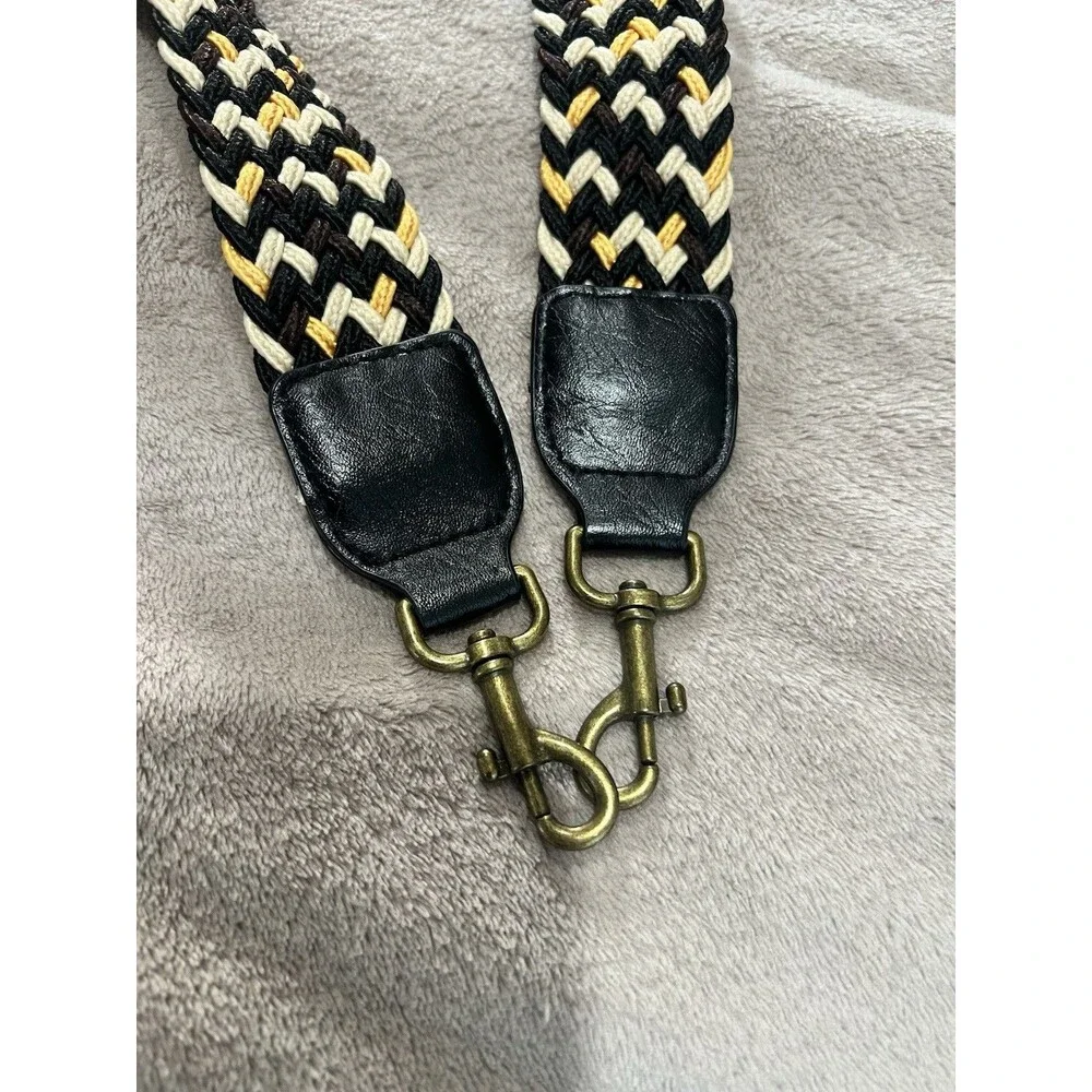 Brown, Black And Yellow Geometric Pattern Crossbody Detachable Strap